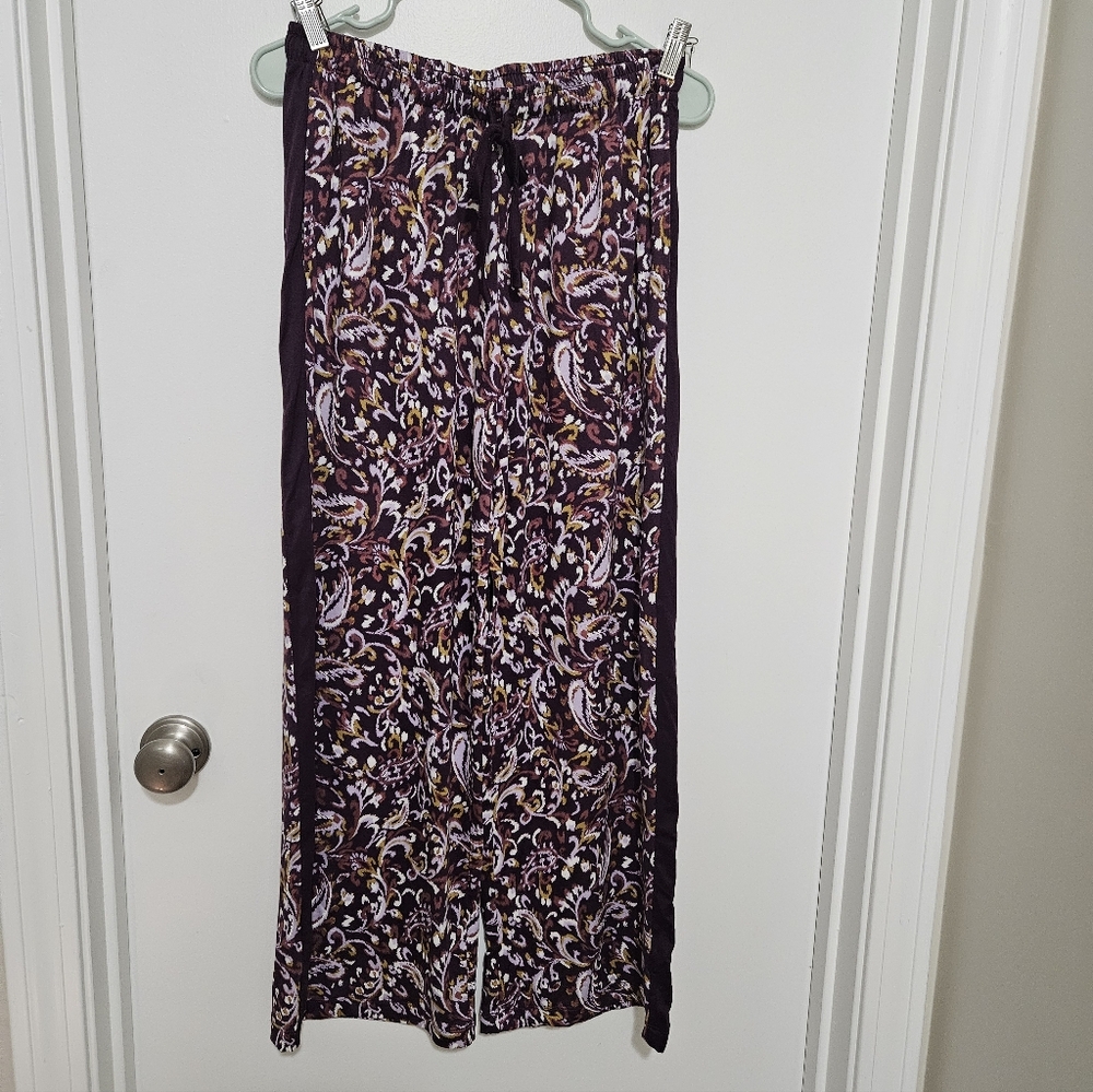 Purple Paisley Pajama Bottoms - Elastic Waist